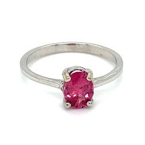 Red Mahenge Spinel .81ct Solid 14K White Gold Ring